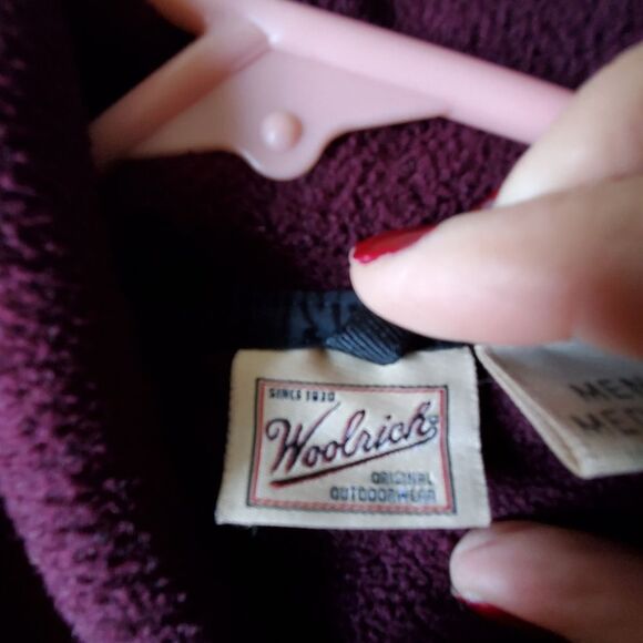 Woolrich Vintage Polartec Fleece Mock Neck Burgundy Pullover Snap Sweatshirt Med - Picture 7 of 12